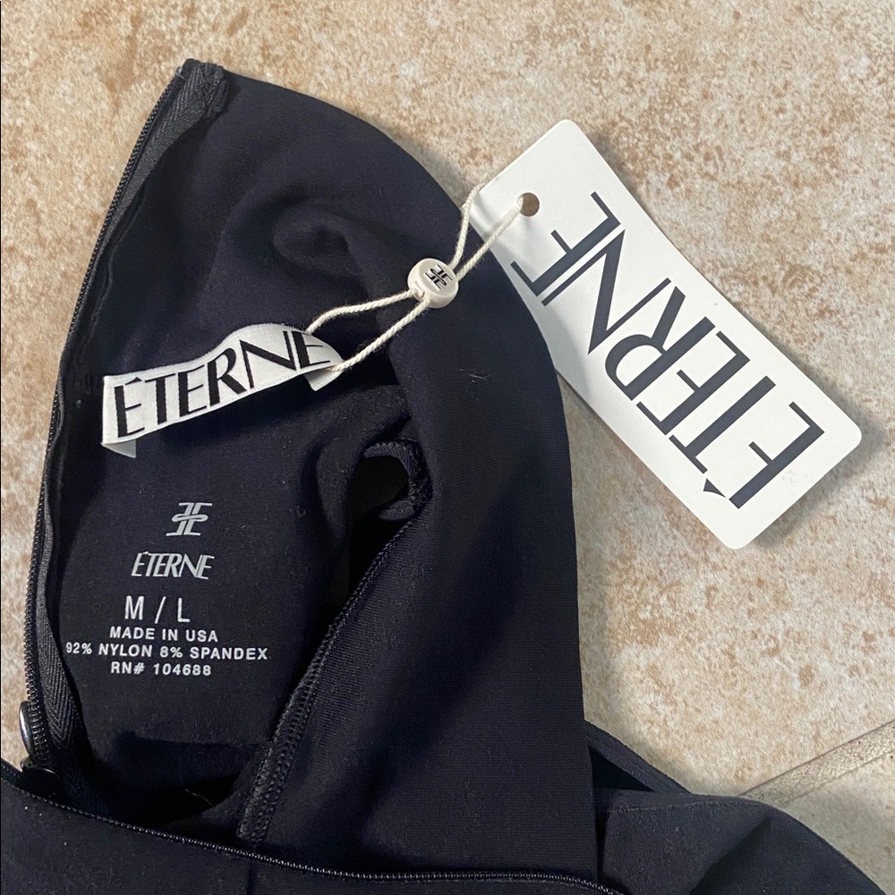NWT ETERNE SLEEVELESS TURTLENECK BODYSUIT BLACK M/L - Picture 8 of 9